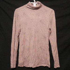 SUZY SHIER | medium | Turtleneck Long Sleeve Pullover Shirt | Star and Dot Print